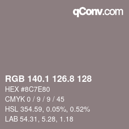 Color code: RGB 140.1 126.8 128 | qconv.com