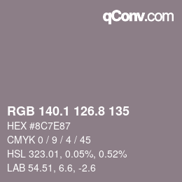 Color code: RGB 140.1 126.8 135 | qconv.com