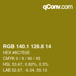 カラーコード: RGB 140.1 126.8 14 | qconv.com
