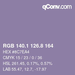 Color code: RGB 140.1 126.8 164 | qconv.com