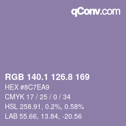Farbcode: RGB 140.1 126.8 169 | qconv.com
