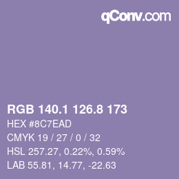 Color code: RGB 140.1 126.8 173 | qconv.com