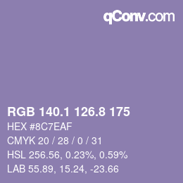 Farbcode: RGB 140.1 126.8 175 | qconv.com