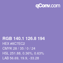 Color code: RGB 140.1 126.8 194 | qconv.com