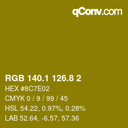 カラーコード: RGB 140.1 126.8 2 | qconv.com