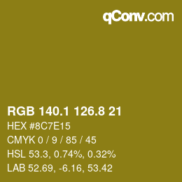 カラーコード: RGB 140.1 126.8 21 | qconv.com