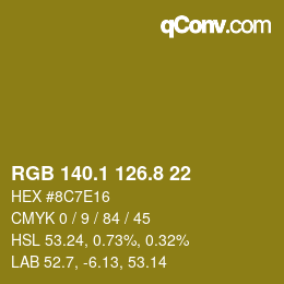 カラーコード: RGB 140.1 126.8 22 | qconv.com