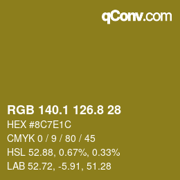 カラーコード: RGB 140.1 126.8 28 | qconv.com