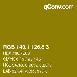 カラーコード: RGB 140.1 126.8 3 | qconv.com
