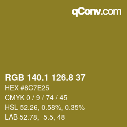 カラーコード: RGB 140.1 126.8 37 | qconv.com