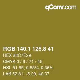 カラーコード: RGB 140.1 126.8 41 | qconv.com