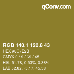 カラーコード: RGB 140.1 126.8 43 | qconv.com
