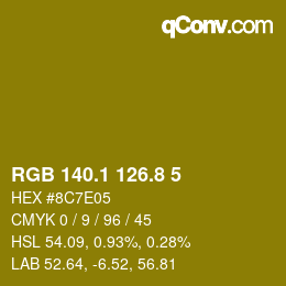 カラーコード: RGB 140.1 126.8 5 | qconv.com