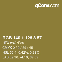 Color code: RGB 140.1 126.8 57 | qconv.com