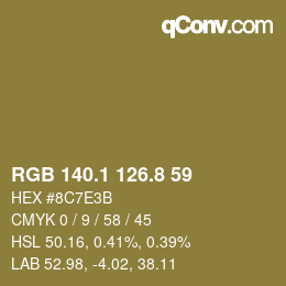 カラーコード: RGB 140.1 126.8 59 | qconv.com