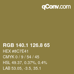 カラーコード: RGB 140.1 126.8 65 | qconv.com
