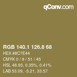 Color code: RGB 140.1 126.8 68 | qconv.com