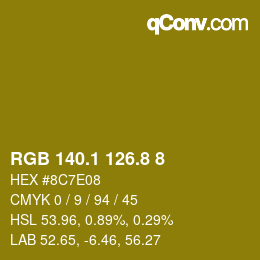 カラーコード: RGB 140.1 126.8 8 | qconv.com