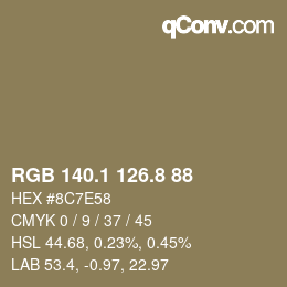 カラーコード: RGB 140.1 126.8 88 | qconv.com