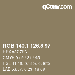 Farbcode: RGB 140.1 126.8 97 | qconv.com