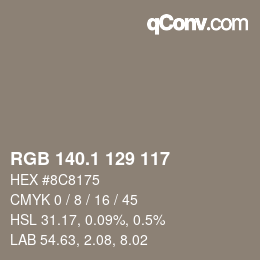 Color code: RGB 140.1 129 117 | qconv.com