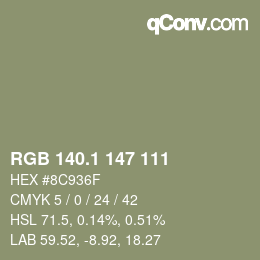 Color code: RGB 140.1 147 111 | qconv.com
