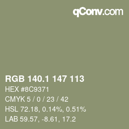 カラーコード: RGB 140.1 147 113 | qconv.com