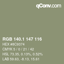 Color code: RGB 140.1 147 116 | qconv.com