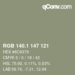 Color code: RGB 140.1 147 121 | qconv.com