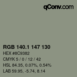Color code: RGB 140.1 147 130 | qconv.com