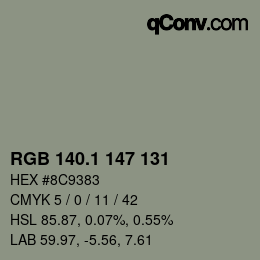 Color code: RGB 140.1 147 131 | qconv.com
