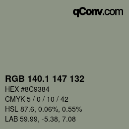 カラーコード: RGB 140.1 147 132 | qconv.com