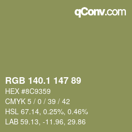 カラーコード: RGB 140.1 147 89 | qconv.com