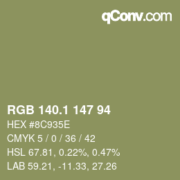 カラーコード: RGB 140.1 147 94 | qconv.com