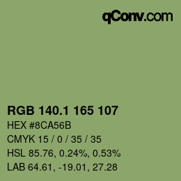 カラーコード: RGB 140.1 165 107 | qconv.com