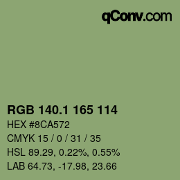 カラーコード: RGB 140.1 165 114 | qconv.com