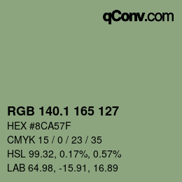 カラーコード: RGB 140.1 165 127 | qconv.com