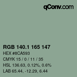 カラーコード: RGB 140.1 165 147 | qconv.com