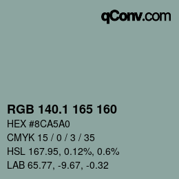 カラーコード: RGB 140.1 165 160 | qconv.com