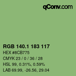 カラーコード: RGB 140.1 183 117 | qconv.com