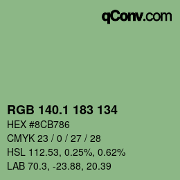 カラーコード: RGB 140.1 183 134 | qconv.com