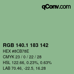 カラーコード: RGB 140.1 183 142 | qconv.com