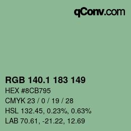 カラーコード: RGB 140.1 183 149 | qconv.com