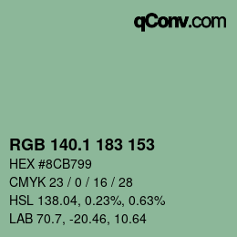 カラーコード: RGB 140.1 183 153 | qconv.com