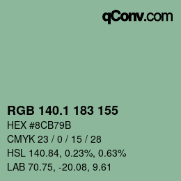 カラーコード: RGB 140.1 183 155 | qconv.com