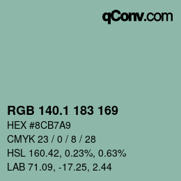 Color code: RGB 140.1 183 169 | qconv.com