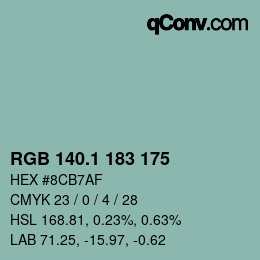 カラーコード: RGB 140.1 183 175 | qconv.com