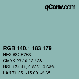 Color code: RGB 140.1 183 179 | qconv.com