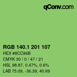 カラーコード: RGB 140.1 201 107 | qconv.com