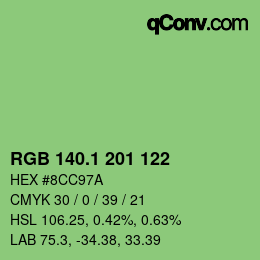 カラーコード: RGB 140.1 201 122 | qconv.com